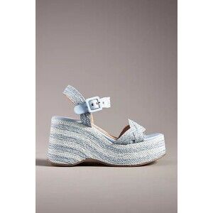Anthropologie Vicenza Crochet Platform Heels Blue Chunky Platform US 10 EU 41